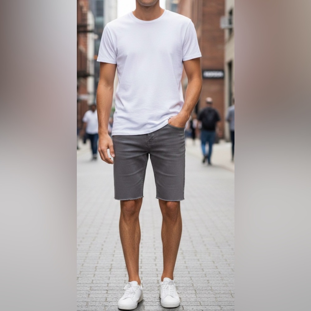Men's Gray Denim Shorts